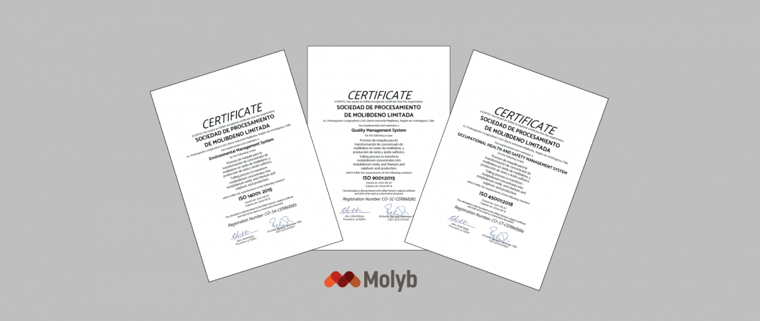 Molyb mantiene certificaciones ISO hasta el año 2024